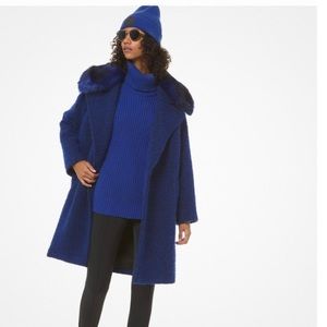 MICHAEL Michael Kors Faux-Fur Collar Boucle Coat